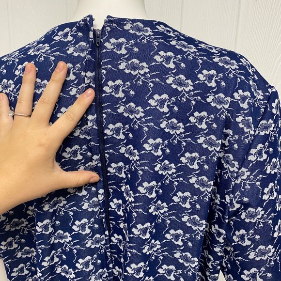 Vintage Cedar Glen Women's Short Sleeve Blue Floral Knee Length Dress Size 22 - Picture 5 of 9